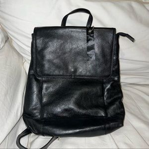 LATICO “Sabrina” Top Flap Black Leather Backpack